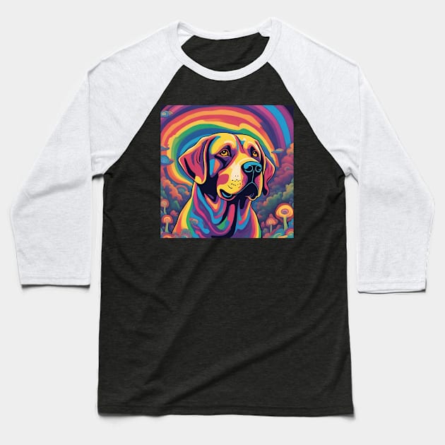 Psychedelic Labrador Baseball T-Shirt by tocksickart
